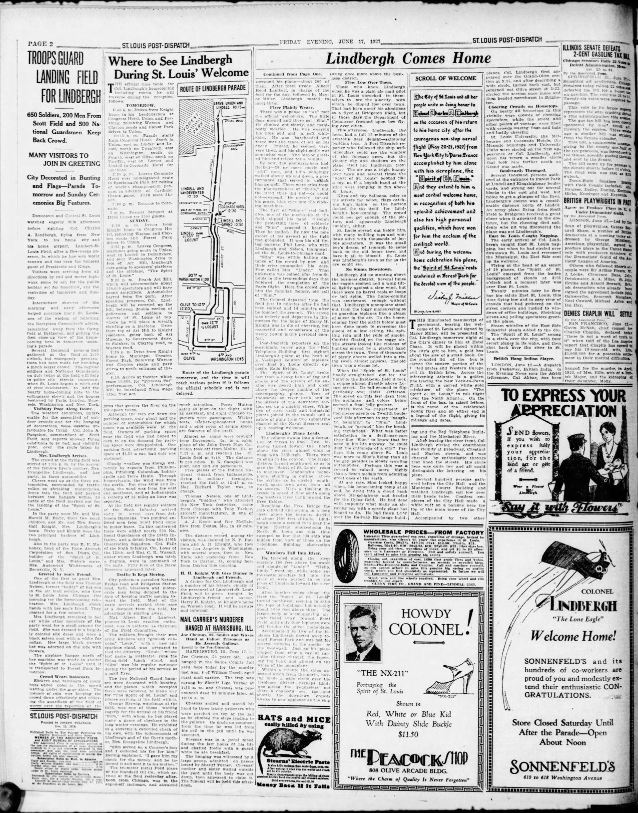 June 17, 1927 - Lindbergh Comes Home